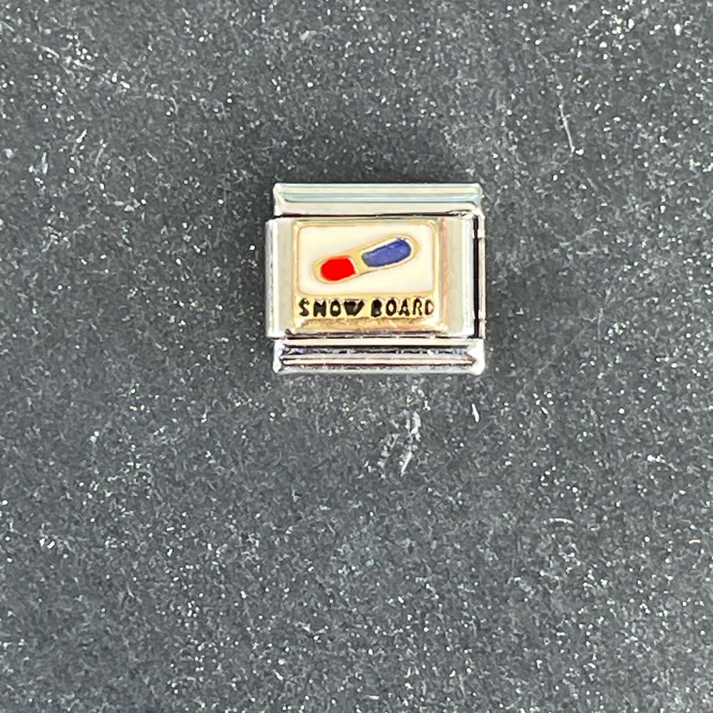 NWOT Zoppini enameled snow board charm link